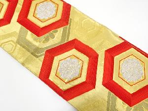 アンティーク　亀甲に花模様織り出し袋帯（着用可）